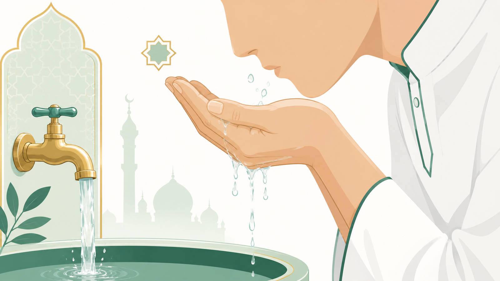 Rinsing the mouth and nose with water during wudu.